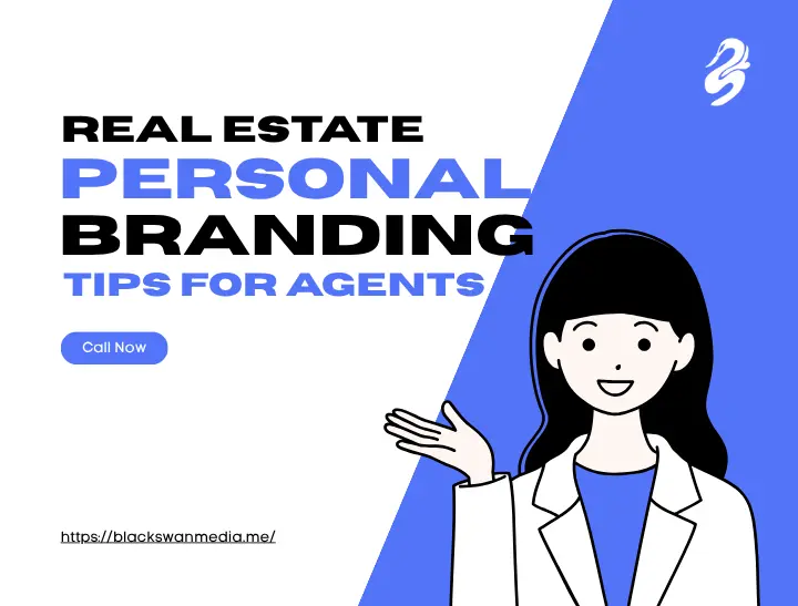 Black Swan Media service banner offering personal branding and marketing strategies tailored for real estate agents and brokers.